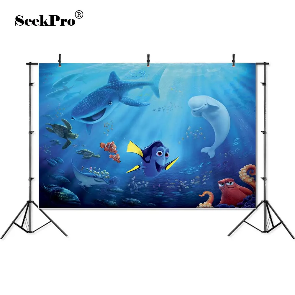 

Personalized Blue Under Water Sea Fishes Whales Nemo Birthday Banner Photography Backgrounds Photo Booth Backdrops