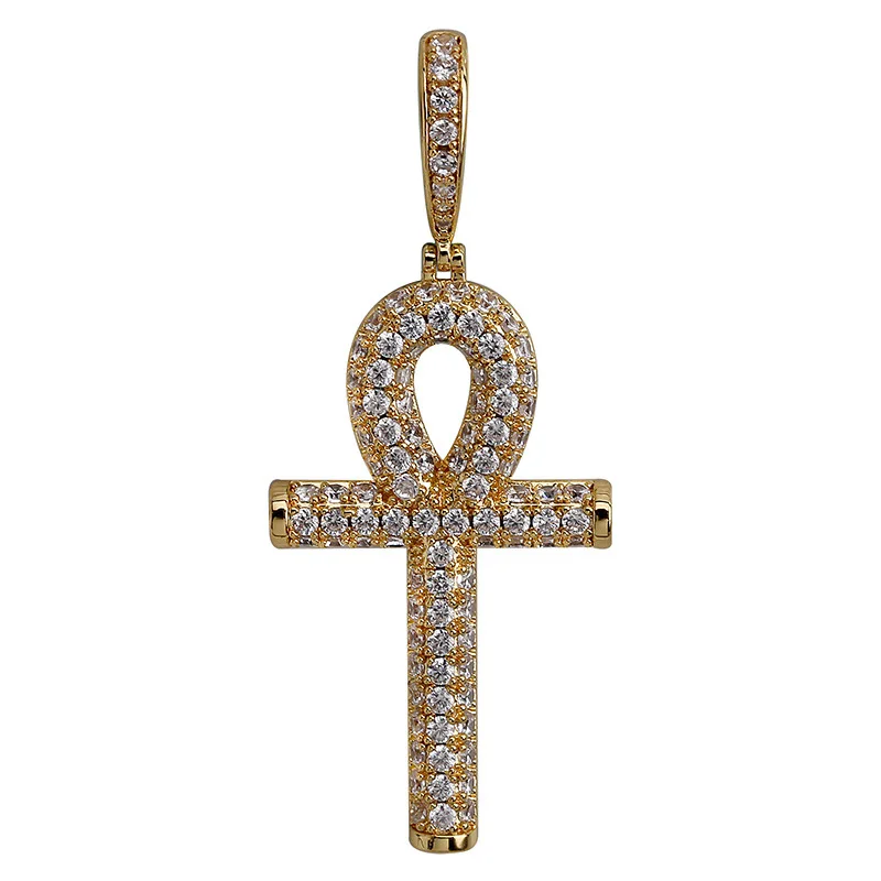 Твердые сзади Ankh крест ожерелья мужские и женские хип хоп кулон льдом AAA + Bling | Отзывы и видеообзор