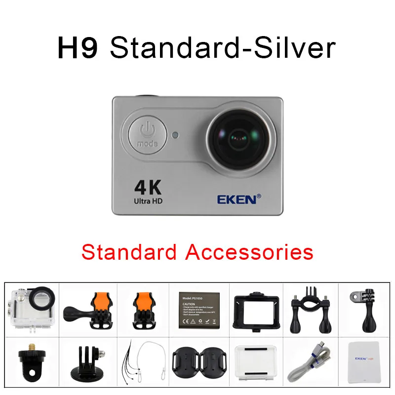 H9 Silver Экшн-камера eken H9 H9R wifi Ultra HD Mini Cam 4 K/30FPS 1080 p/60fps 720 P/120FPS Подводная Водонепроницаемая спортивная видеокамера - Цвет: H9 Silver
