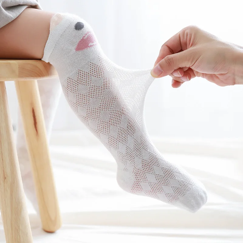 

On Behalf of Summer Mesh Thin Cotton Anti-mosquito Boneless Baby Socks Stereo Ear Baby over-the-Knee Hose Children 0-3