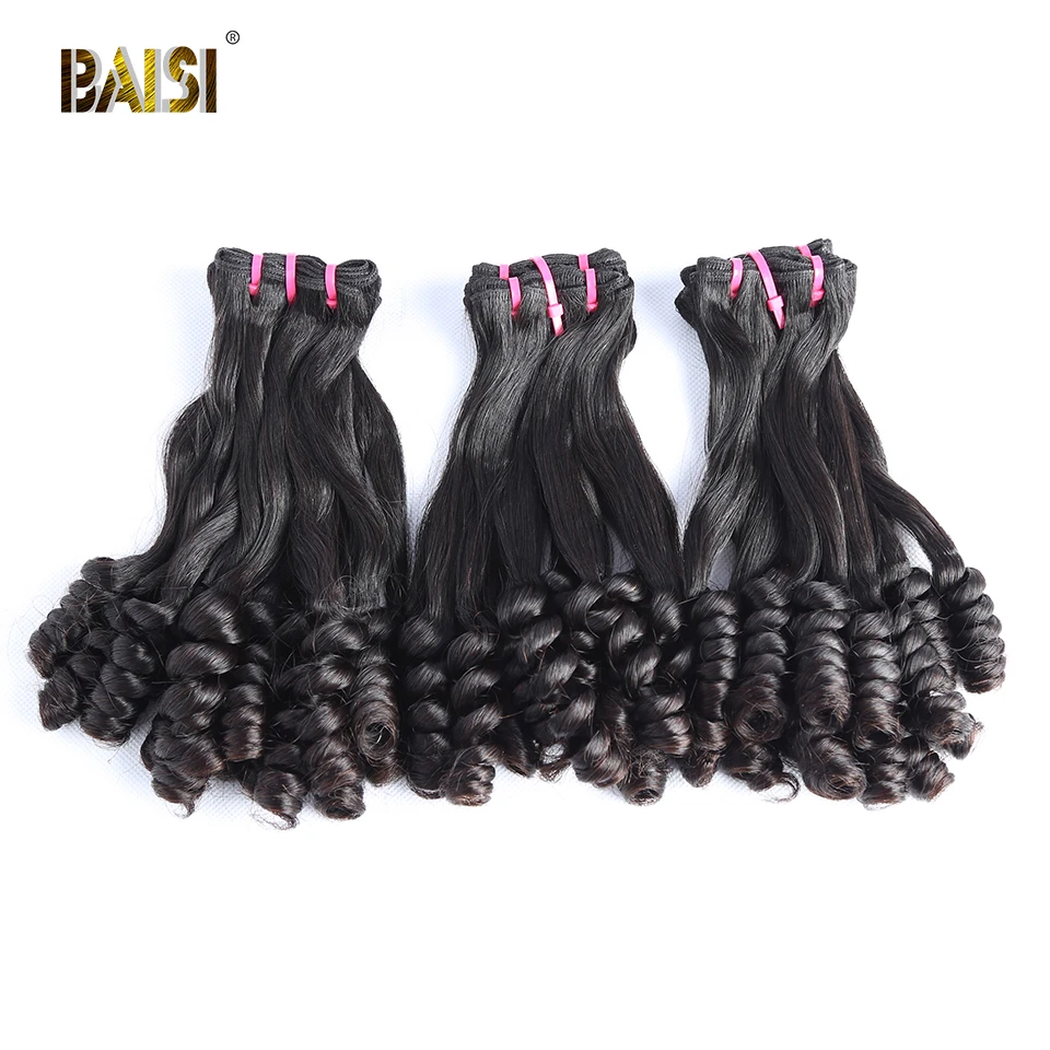 BAISI волосы Fumi кудрявые натуральные черные индийские девственные волосы, волнистые волосы, пряди с двойным шнурком, человеческие волосы 10-20 дюймов