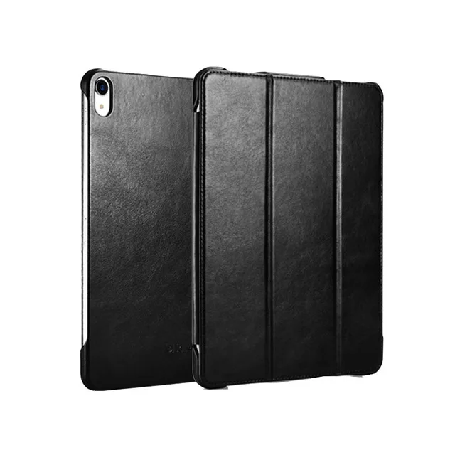 Black Чехол из натуральной кожи в стиле ретро для iPad Pro 12,9,, яловая кожа, трехслойная подставка, умный чехол для iPad Pro 12,9 '', чехол - Цвет: Black