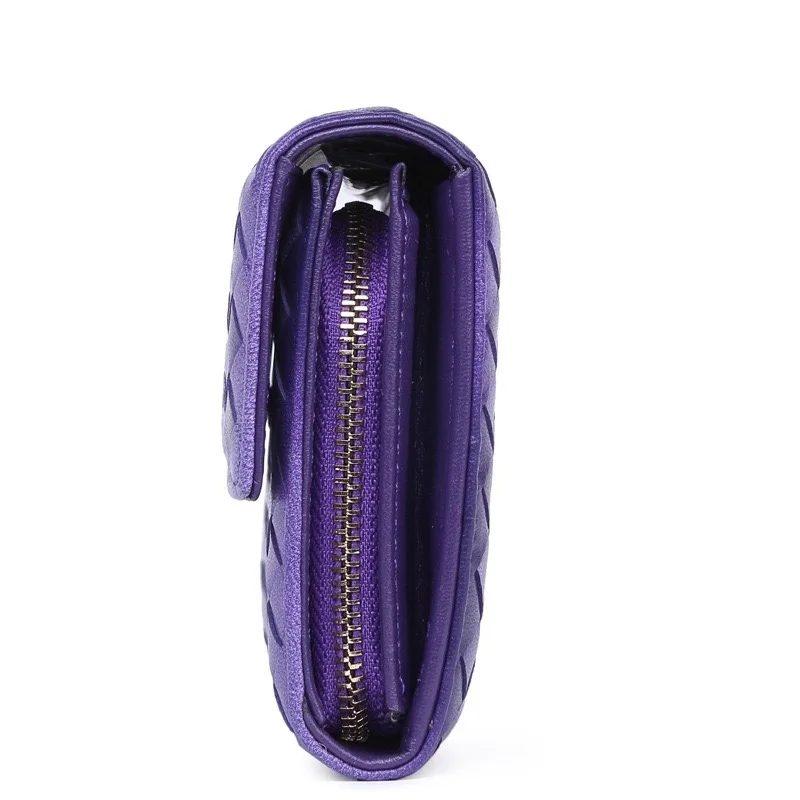 Skup Lambskin tkane portfel kobiet długo oryginalne torebki duża pojemność Zip sprzęgła