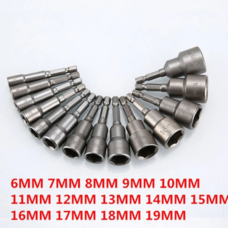 

6-19mm Hex Socket Sleeve Nozzles Nut Driver Set Magnetic Hex Socket Sleeve Wrench Set Nozzles Nut Driver Screwdriver Accessories