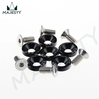 

12 PIECE M8 HEX FASTENERS FENDER WASHER BUMPER ENGINE CONCAVE SCREWS JDM BK / RD / BL / SL / GD/ PL/ GREEN COLOR