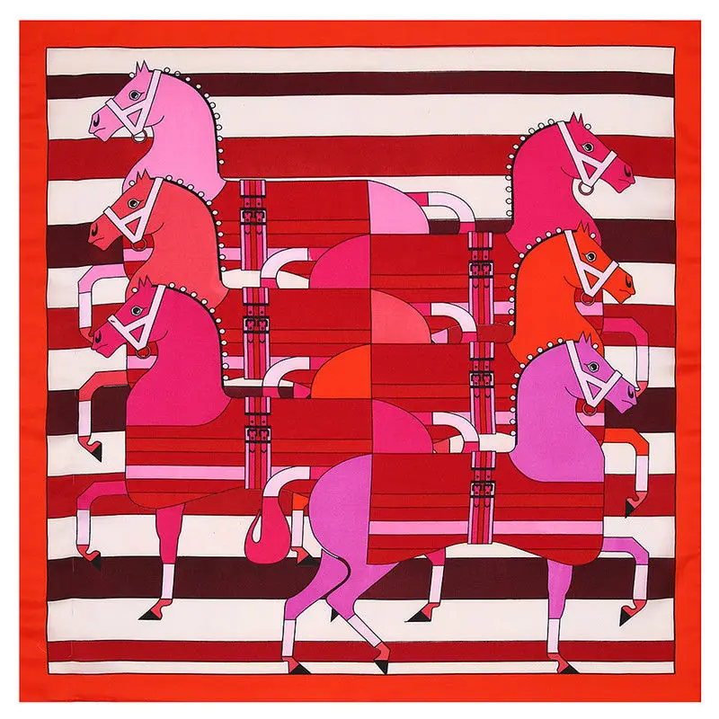 53 см Классический Клетчатый шелковый шарф с лошадью Модные женские квадратные шарфы Бандана Повязка На Голову Повязка на шею повязка на шею Профессиональный шейный платок - Цвет: 5