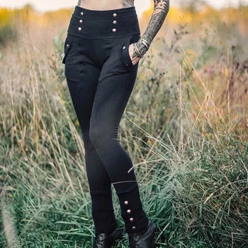 

Women Autumn Leggings Fashionsolid Color Button Pencil Leggings Women Clothing High Quality Ladies Sexy Leggings