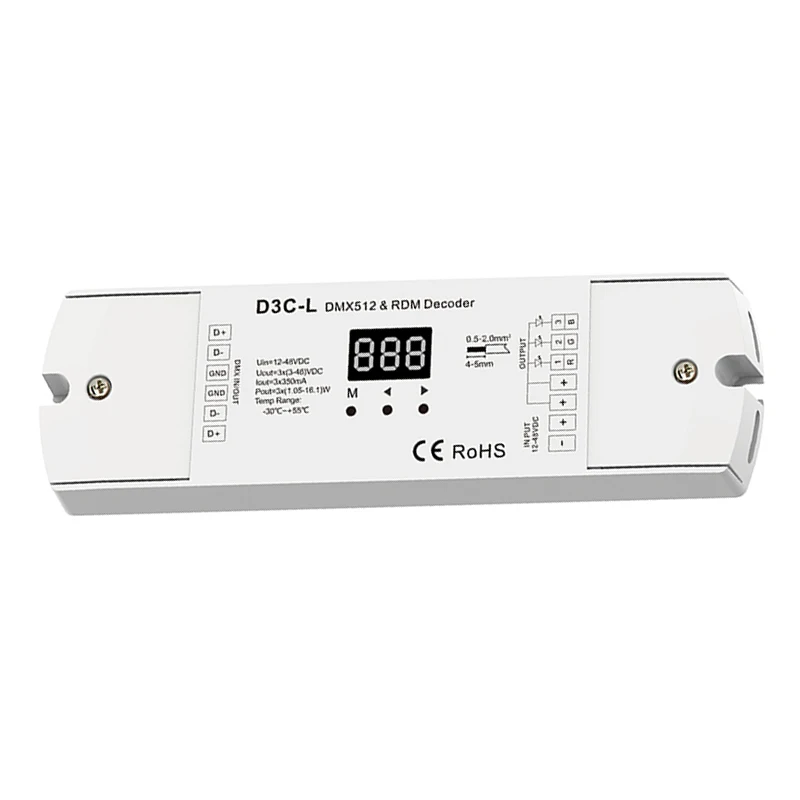 3 канала постоянного тока Led DMX512 декодер RGB полосы света декодер CC 350mA 700mA 5-24 В DC D3C-L ШИМ цифровой индикатор
