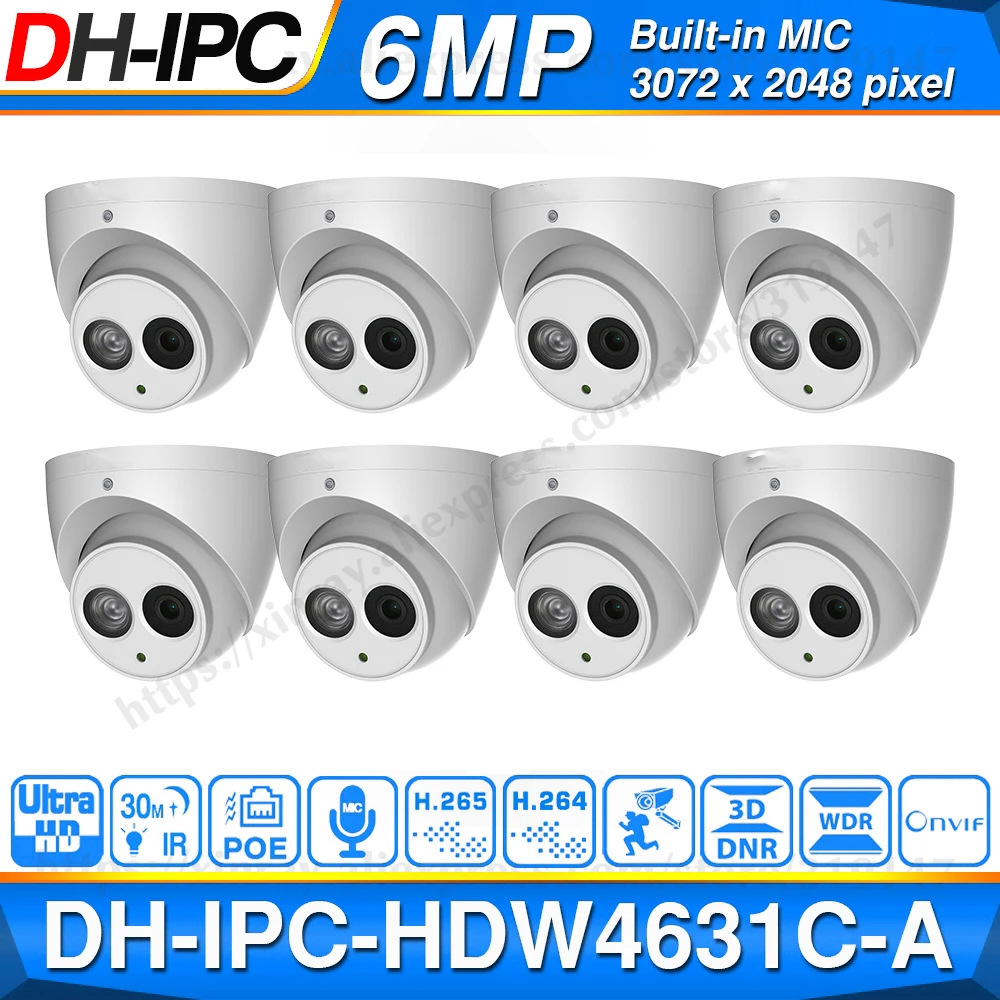 US $453.33 Wholesale DH 6MP IP Camera IPCHDW4631CA Upgrade From IPCHDW4431CA POE Mini Dome Cam Builtin MIC CCTV Camera Metal 8pcslot
