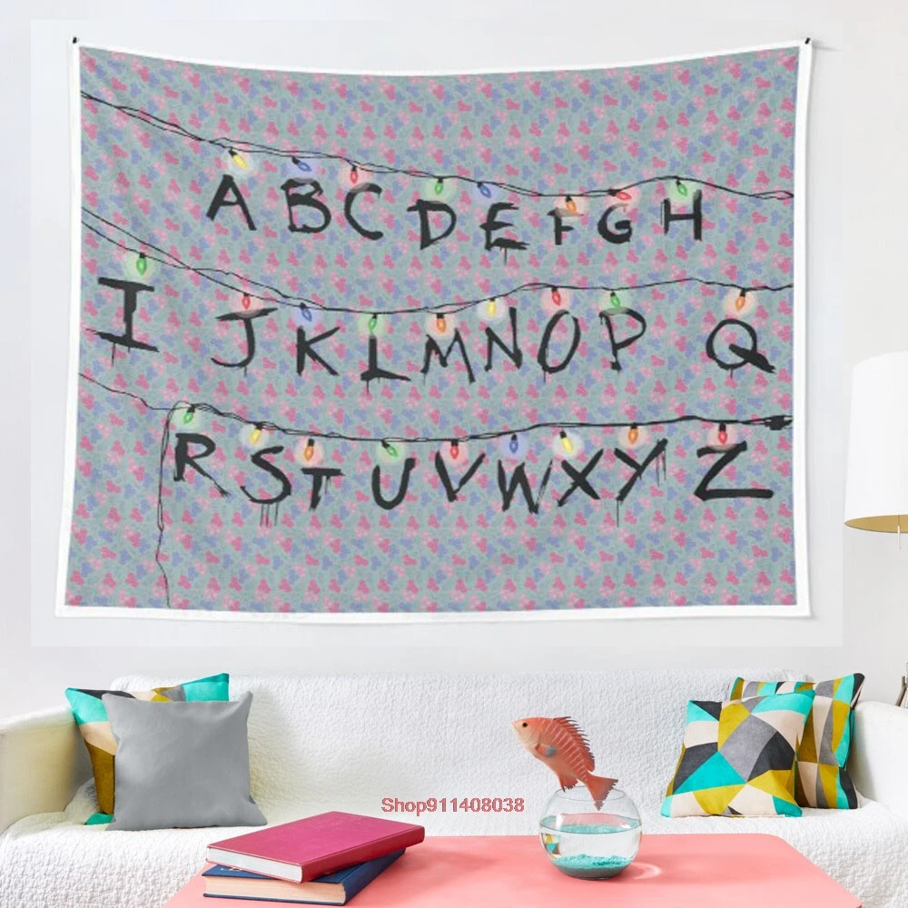 Stranger Things-tapiz de pared con letras del alfabeto para colgar en la pared, cobertor artístico para ropa de cama, Sábana, muebles, esterilla de Yoga