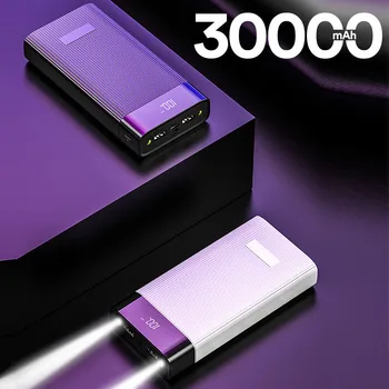 

Mobile Power 30000mah Led Display Light Qc3.0 Fast charging Powerbank USB External battery Poverbankr For iphone Xiaomi Huawei