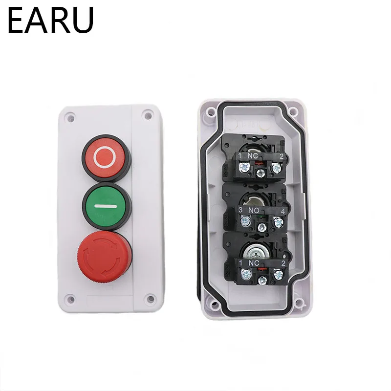 vermelho, verde, estação de interruptor, auto-vedação, impermeável, industrial, 600v, 10a