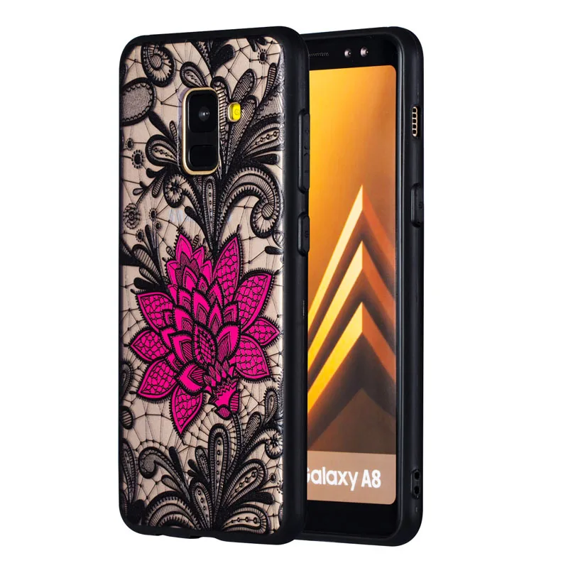 Relief Phone Case For Samsung Galaxy A3 A5 A7 2017 A6 A8 Plus 2018 A6S A30 A20 A40 A50 A30S A50S A70 Black Rose Back Cover | Мобильные