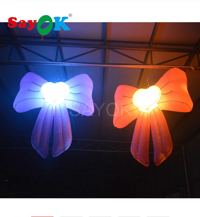 SAYOK Beautiful Inflatable LED Hanging Bowknot Model Inflatable Balloon Lighting for Stage Party Decoration