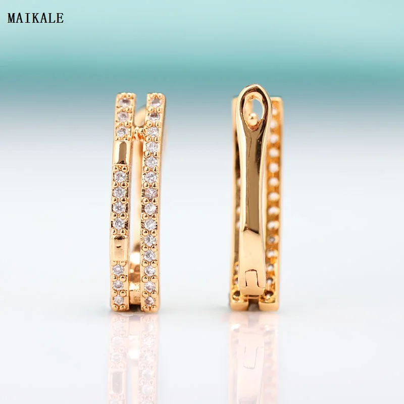 MAIKALE, новинка, кубический цирконий, геометрической формы, простые серьги-гвоздики для женщин, хорошее ювелирное изделие, розовое золото, для свадебной вечеринки, изысканное ювелирное изделие, подарок