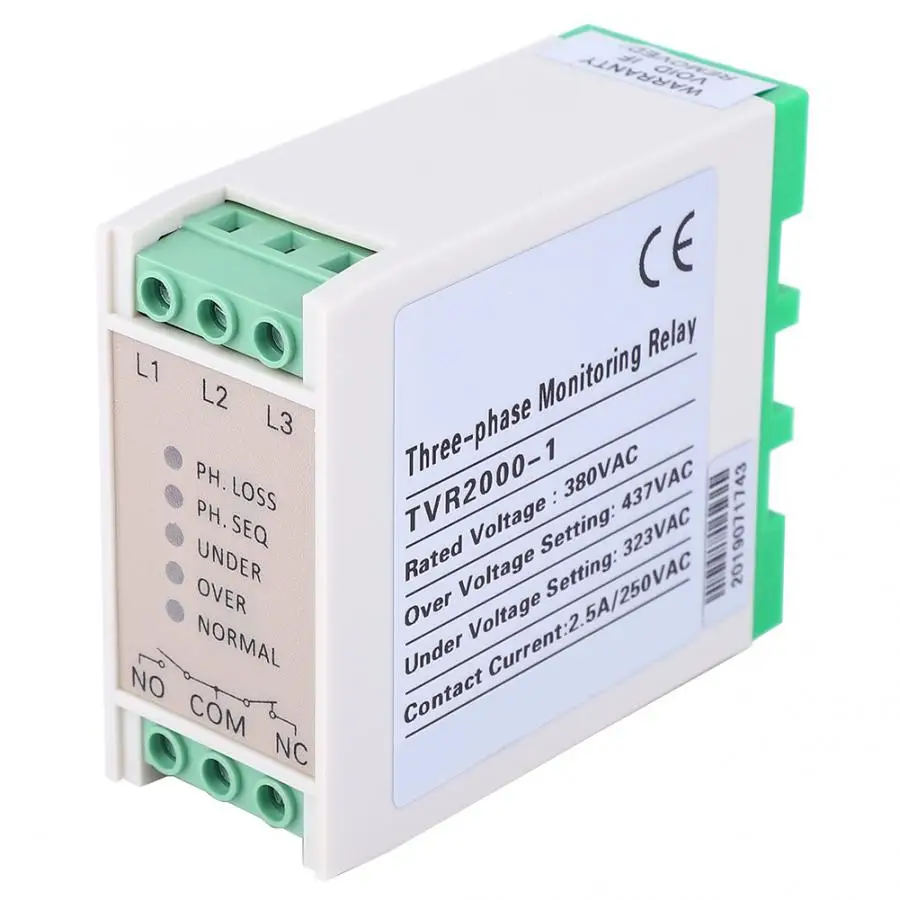 

380V Over & Under Voltage Protector 3 Phase Failure Voltage Monitoring Sequence Protection Relayc Phase Loss Protection,