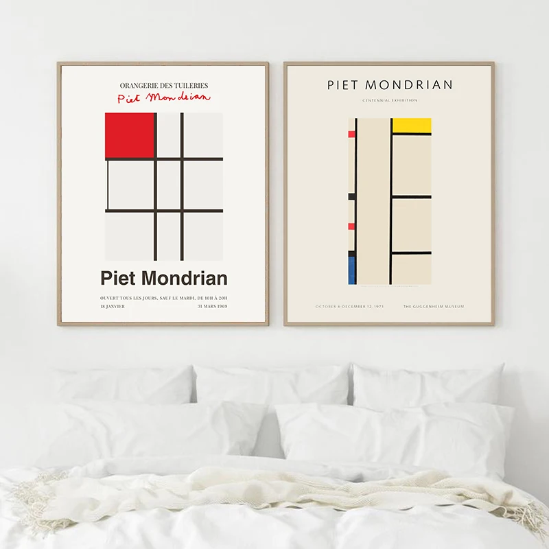 

Dutch Painter Piet Mondrian Abstract Painting Artwork Canvas Prints New York 1971 Guggenheim Museum Exhibition Poster Wall Decor