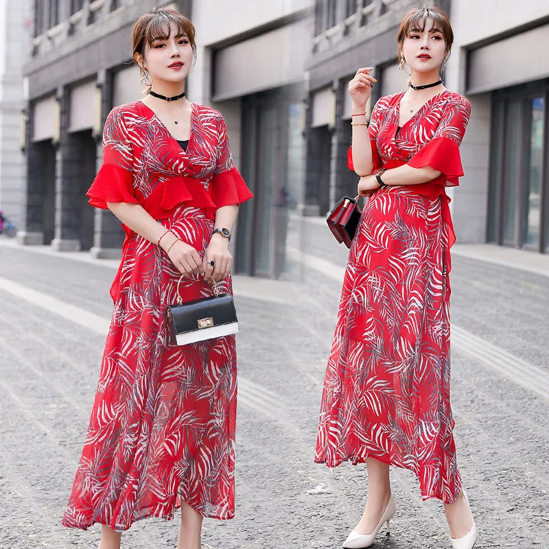 

2019 Summer Fashion Comfortable Simple Cool Mid-length Dress Mixed Colors