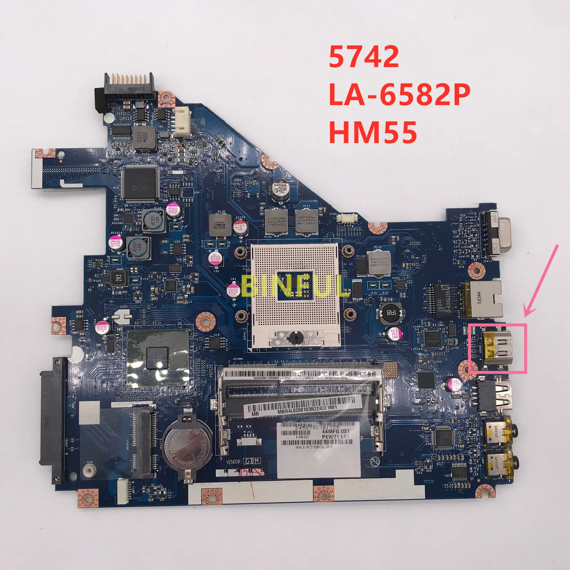 Материнская плата для ноутбуков acer aspire 5742Z 5742 5733 материнская PEW71 SLGZS HM55 PGA 989 DDR3 100%