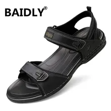Новинка; Мужская обувь; мужские сандалии из натуральной кожи; Летняя мужская обувь; пляжные сандалии; мужские модные уличные повседневные кроссовки