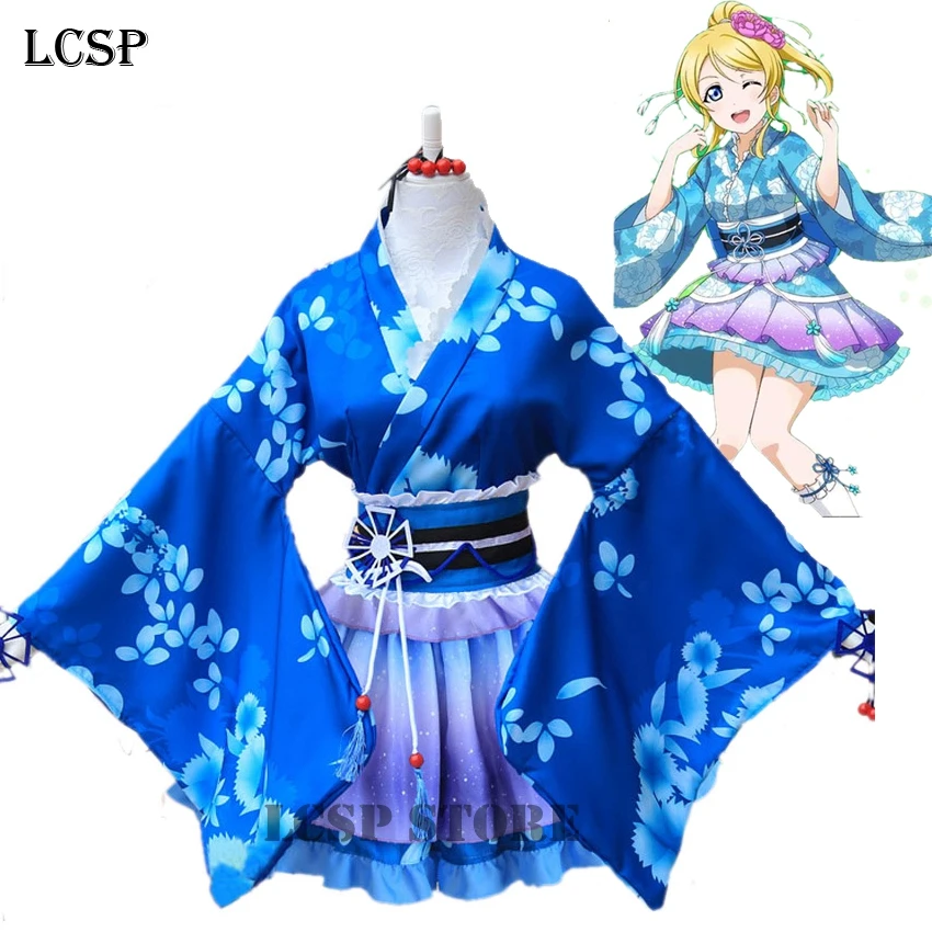 

LCSP LoveLive! Eli Ayase Ellie Yukata Awaken Cosplay Costume Japanese Anime love live Kimono Uniform Full Set Outfit Clothes