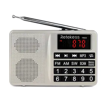 

Retekess Portable Radio MP3 Audio Player 5W Speaker FM AM SW LED Digital Display 3.5mm AUX Antenna Large Button family Seniors