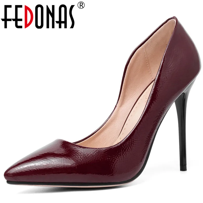 

FEDONAS Spring Brand Patent Leather Women Pumps Big Size Party Dancing Shoes Woman Quality High Heels Elegant Office Lady Shoes
