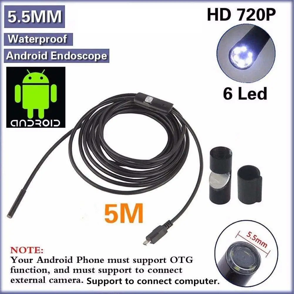 Микро-usb инструмент для ремонта эндоскопа 1 м для Android/PC бороскоп камера Змея инспекционная труба 7 мм видео водонепроницаемый