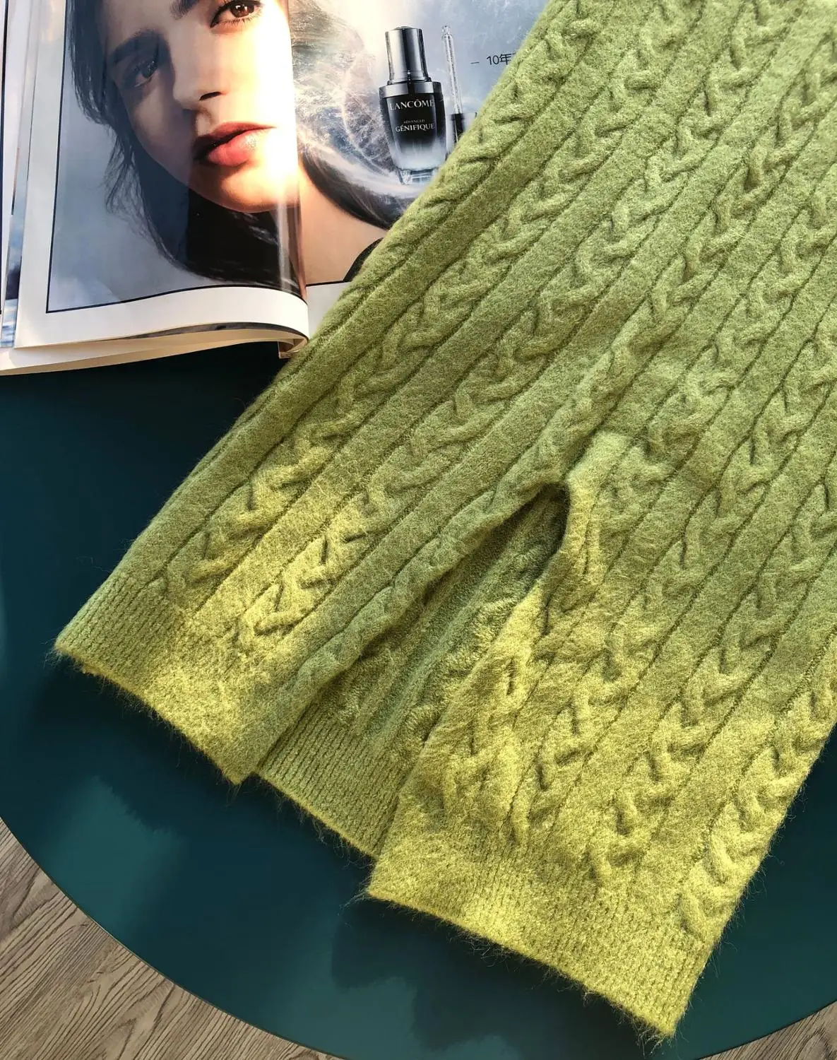 Women Casual Sets Autumn Winter Solid Color V Neck Twist Knitted Sweater And Skirt