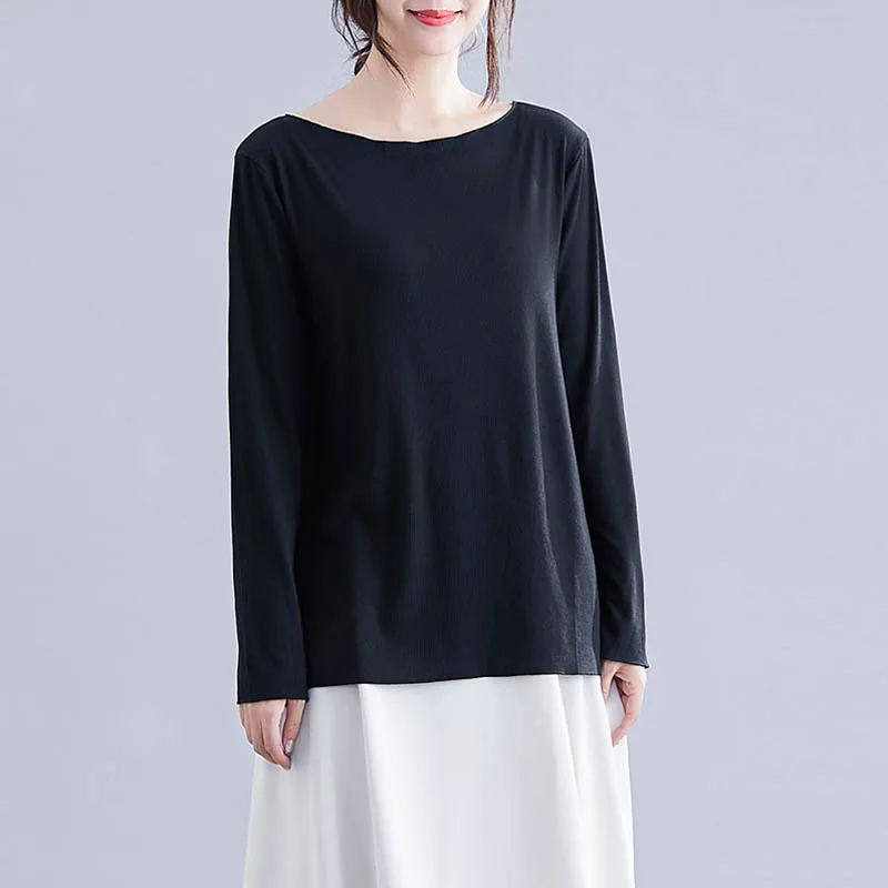 Осенняя женская футболка размера плюс, обхват груди 140-150 см, 6XL, 7XL, 8XL, 9XL, женская футболка с длинным рукавом черного цвета