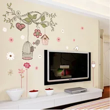 Гостиная, спальня, украшение для комнаты, обустройство дома, съемная ТВ-фон, клейкая бумага, Счастливые птицы DLX509