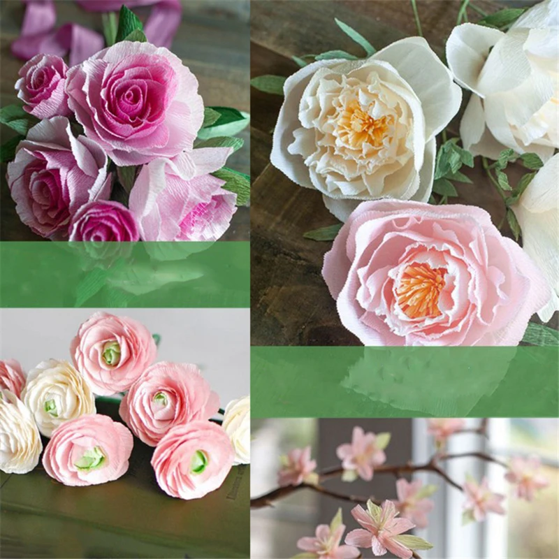 15Pcs decorative Origami Crinkled Crepe DIY Paper Flower wrapping Fold scrapbooking Craft Gifts party decoration boda