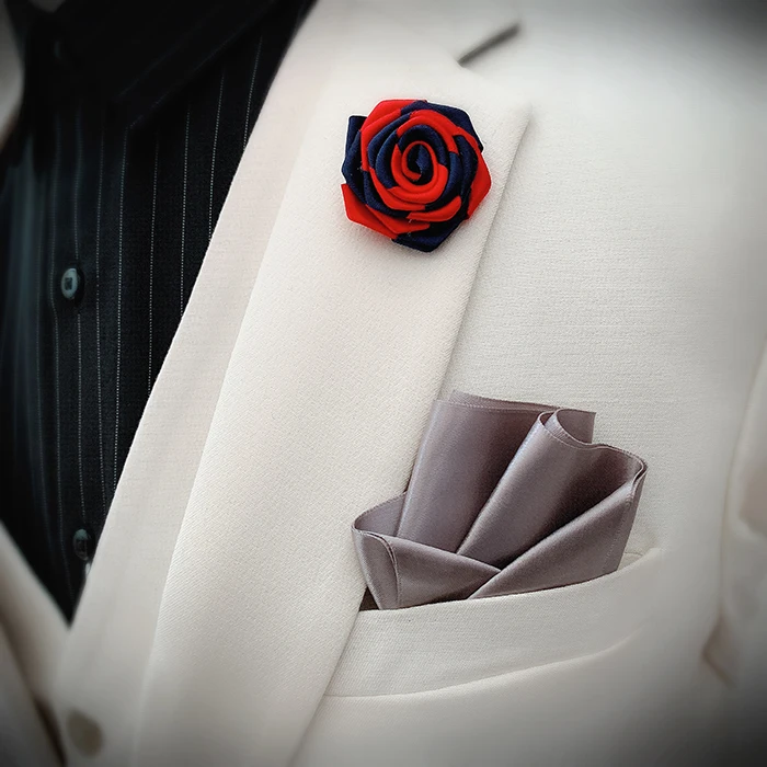 Flower Brooches Мужской женский нагрудный галстук на булавке брошь Карманный квадратный носовой платок Свадебный костюм вечерние пальто куртка платок броши в форме цветка розы корсаж - Цвет: Flower Brooches