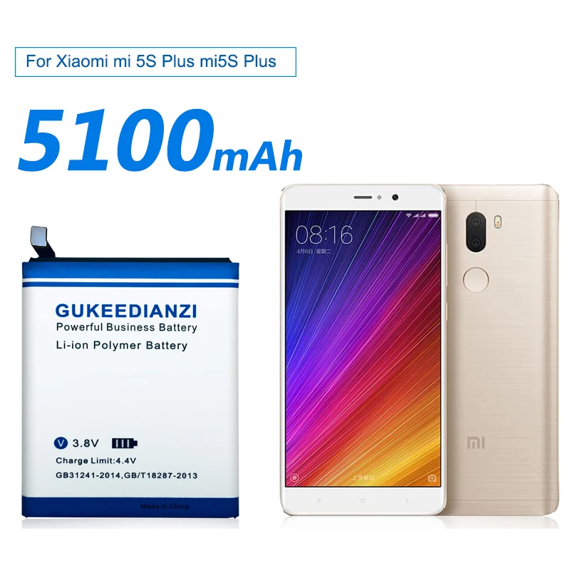 GUKEEDIANZI BM37 5100 мАч для Xiao mi 5S Plus, аккумулятор для телефона для Xiaomi mi 5S Plus mi 5S Plus, запасная батарея для мобильного телефона