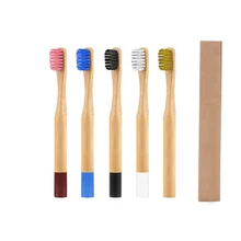 1 шт. в коробке деревянная Радужная цветная зубная щетка для детей, Бамбуковая зубная щетка es из мягкого бамбукового волокна, зубная щетка с деревянной ручкой