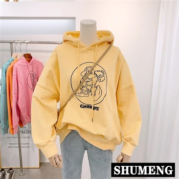 

Ulzzang Streetwear Sweatshirt Hoodie Women 2020 Spring Fall Graphic Cartoon Hooded Cotton Hoodies Femme Lazy Oversize Coat