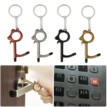 

Contactless EDC Door Opener Alloy Handle Opener Safety Contactless Keychain Phone Touch Screen Opener Portable Use By Elevator