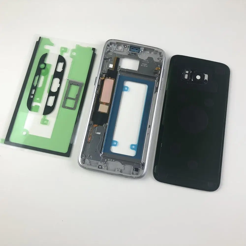 Для samsung Galaxy S7 Edge G935 корпус средняя рамка+ задняя крышка батареи и крышка объектива камеры+ клей+ держатель лотка для sim-карты
