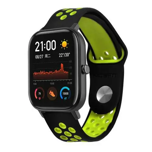 Многоцветный 20 мм спортивный силиконовый ремешок для Huami Amazfit GTS Bip BIT PACE Lite Молодежные умные часы браслет - Цвет: Зеленый