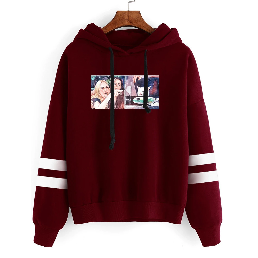 Chat Meme Femme Hurlant A Table Diner Sweat A Capuche Pour Femme Decontracte Imprime Pulls Streetwear Moche Noel Sweats Gothique Aliexpress