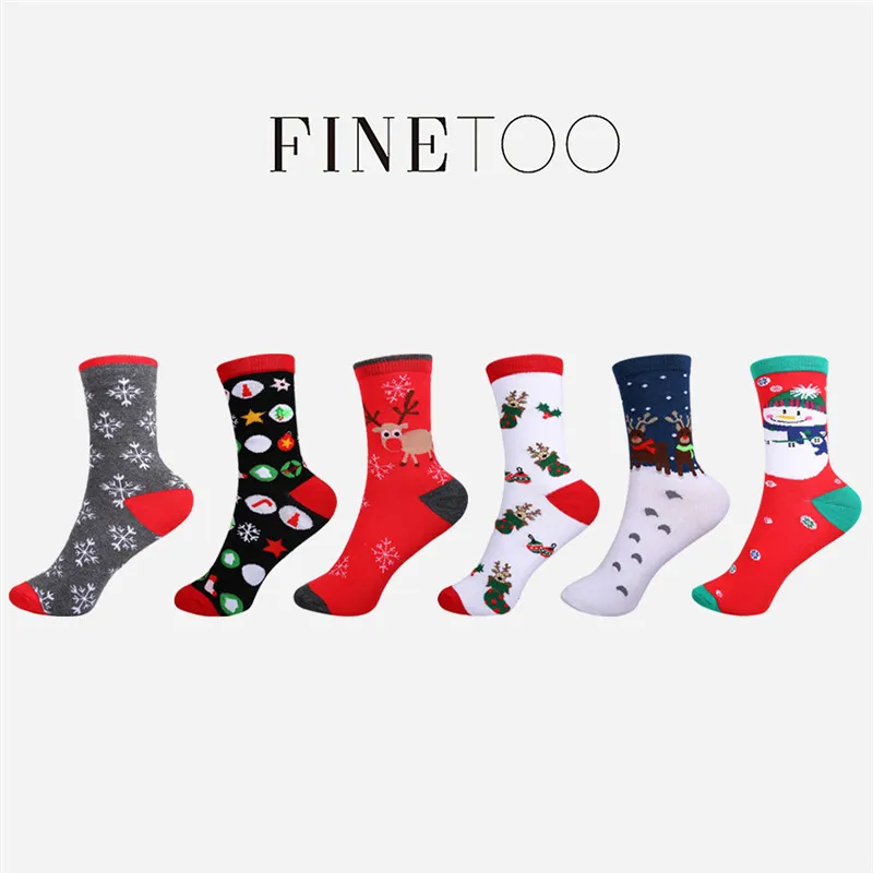 Рождественские носки, осенне-зимние женские и мужские длинные носки, новогодние толстые хлопковые носки с Санта Клаусом, Рождественский подарок с изображением снежного лося