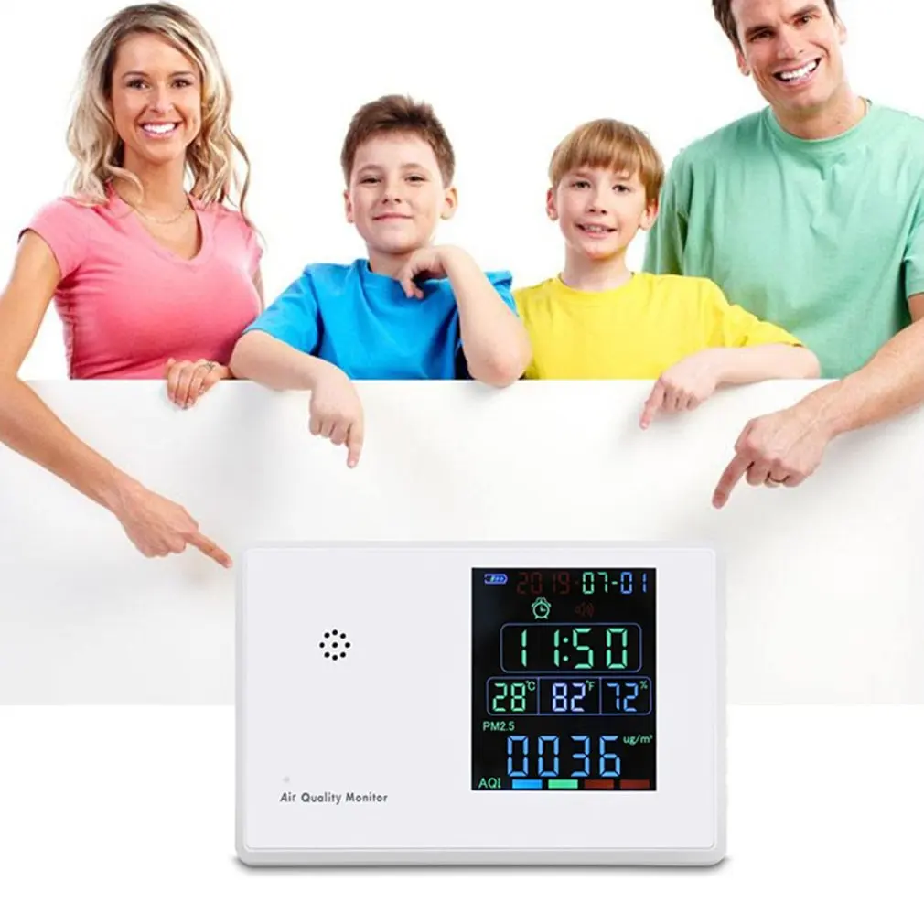 Цифровой детектор формальдегида HCHO/TVOC/CO2/PM2.5/PM10/Temp/Humi тестер AQI монитор качества воздуха газоанализатор Горячий