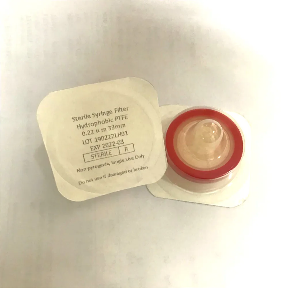 

Sterile Syringe Filter PTFE Dia 33mm 0.22um 0.45um Luer Lock Microporous Needle Filtration Filter Resistant Acid & Alkali 50 Pcs