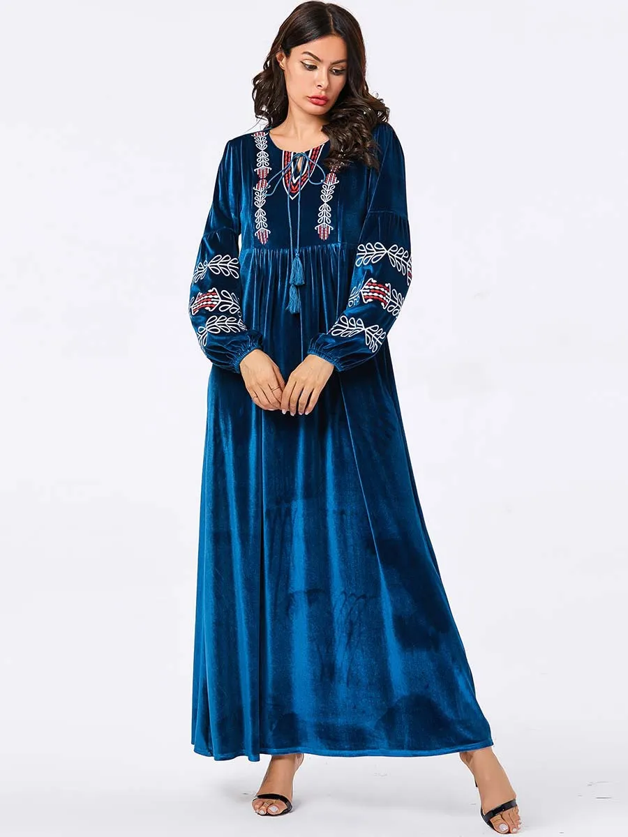 Мусульманское платье исламское Clothig модное достойное большой размер abaya Arabian вышивка Повседневное платье abaya Femme