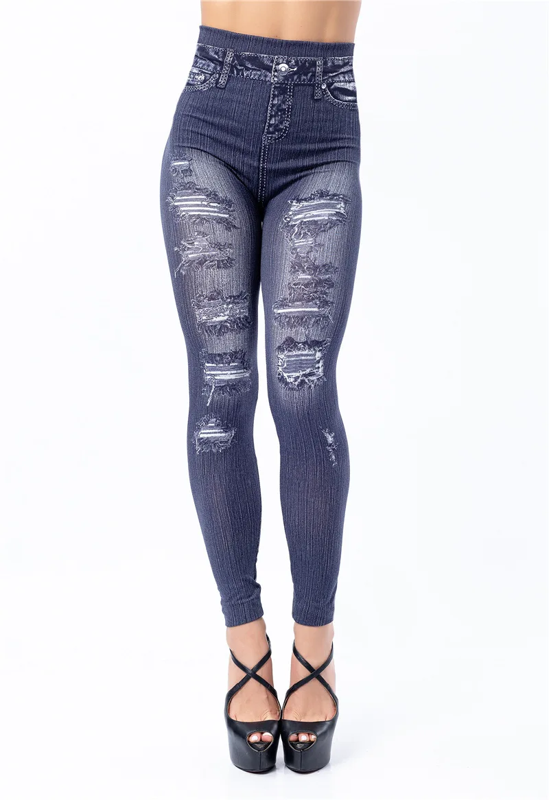 leggins Sexy Women Elastic Shaping Pants High Waist Fitness Sports Leggings Faux Denim Jeans Gym Workout Running Slim Push Up Trousers seasum leggings