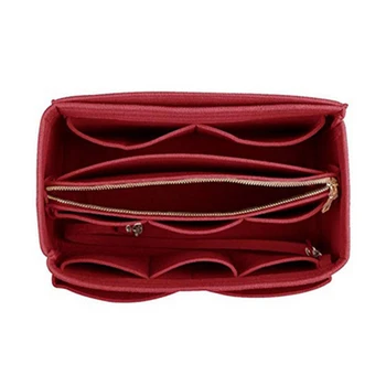 

Shaper Portable Zipper Cosmetic Make Up Tote Organizer Pouch Inner Purse Felt Insert Bag With Detachable Pocket Travel Storage