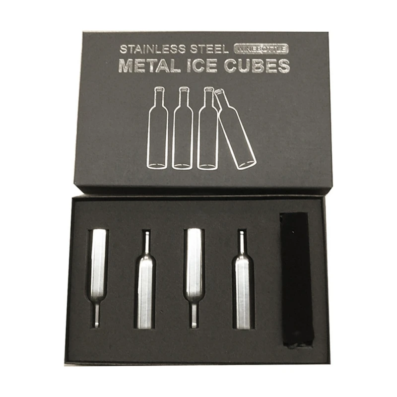 

6PCS Frozen Stone Unique Wine Bottle-type reusable 304 Stainless Steel Frozen Stone For Whisky Bar Supplies