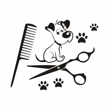 

Pet Shop Vinyl Wall Decal Pet Grooming Salon Dog Scissors Shop Comb Mural Art Wall Sticker Pet Salon Room Decoration