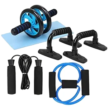 

Spring Exerciser Abdominal Press Wheel Pro with Push-UP Bars Jump Rope and Knee Pad for Home Exercise Muscle Fitness