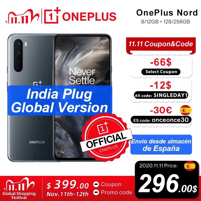 В наличии индийская версия OnePlus Nord Snapdragon 76 5G 128 ГБ/256 ГБ смартфон 90 Гц жидкости